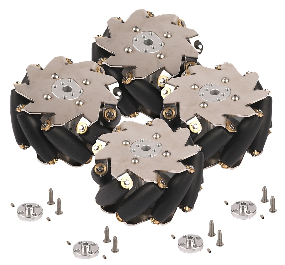 Makeblock 100mm Mecanum Wheel Set with 4mm Shaft Connector | Product Repository