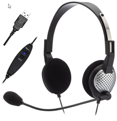 Andrea NC-185VM USB Stereo PC Headset with Noise Canceling Microphone | Headphones & Listening Centers